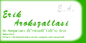 erik arokszallasi business card